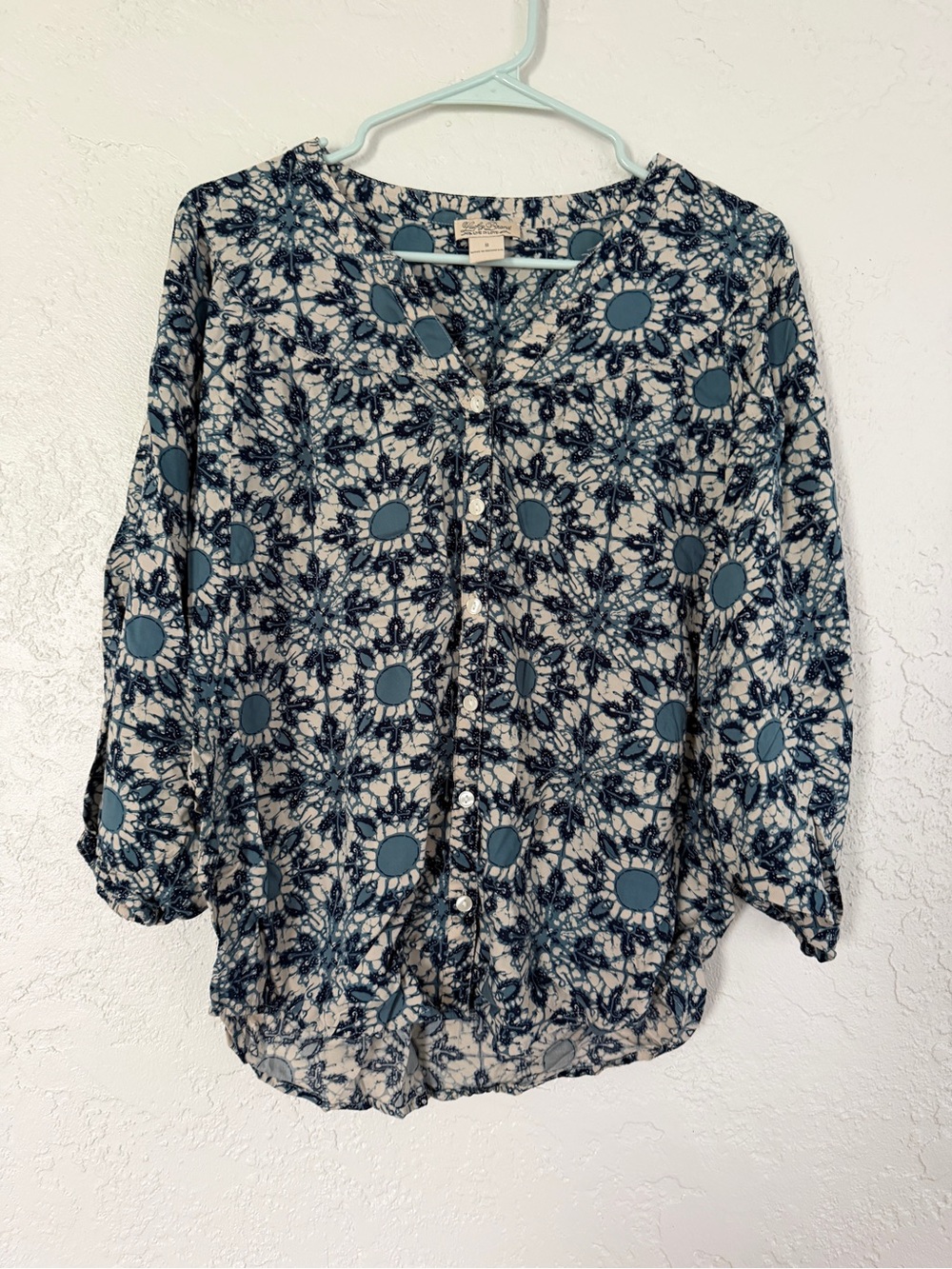 Lucky Brand Lightweight Blue BOHO Button-Front Women’s Top - SMALL